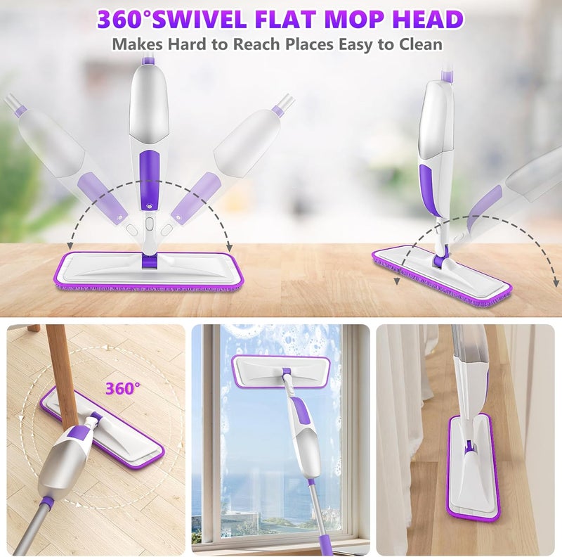 SEVENMAX Microfiber Spray Mops for Floor Cleaning - Dry Wet Floor Mop with Sprayer 3 Washable Pads fit Swiffer Powermop for Hardwood Laminate Tile Wood Vinyl Ceramic Home Kitchen Cleaning - Image 4